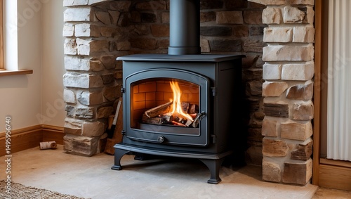 Installation of multi-fuel woodburning stove in progress