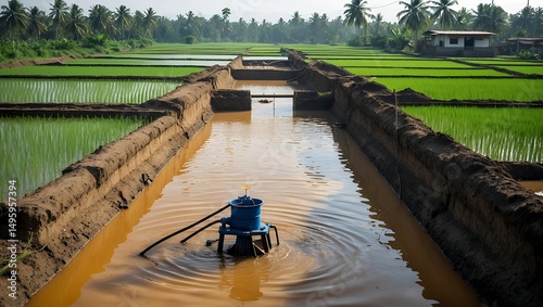 Irrigation pumping for rice fields from groundwater
