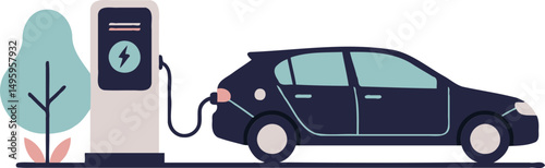 Electric Car at Charging Point