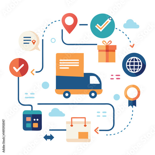 Global Delivery Service Process and Workflow Illustration