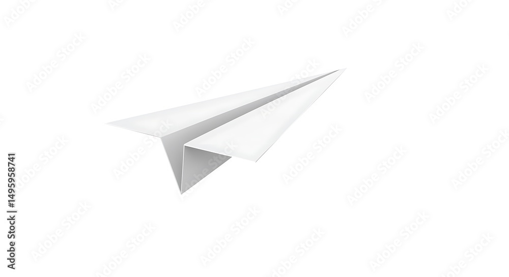 Paper Airplane Flying on White Background - Simple Minimalist Style Paper Airplane Flying on White Background - Simple Minimalist Style