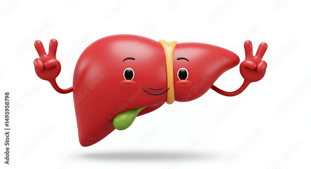 Fototapeta premium Friendly cartoon liver illustration
