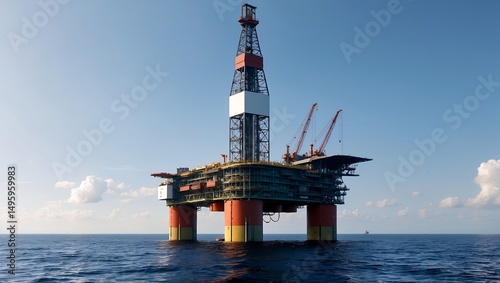 Majestic offshore drilling rig towers over landscape