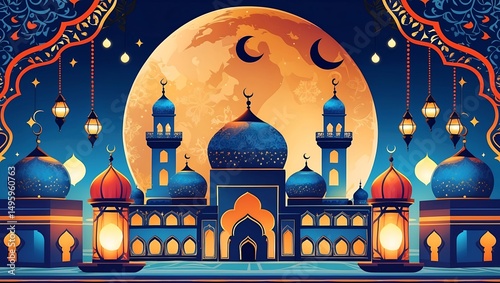 Modern boho ramadan mubarak greeting card design