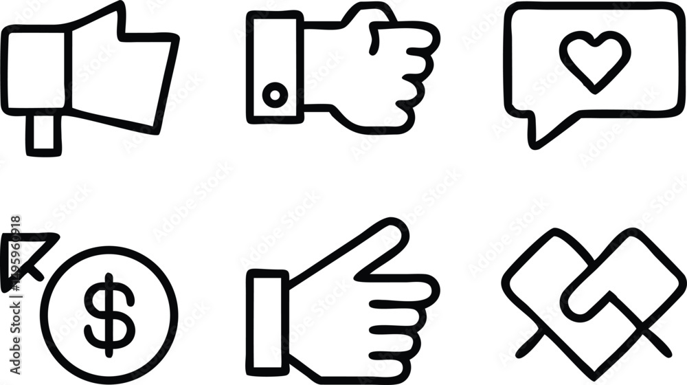 set of hand icons set of hand icons