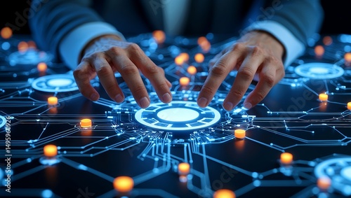 Modern connections in a digital landscape illustration