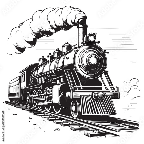 steam locomotive in the morning