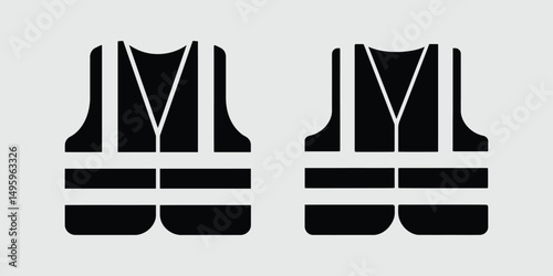 Safety Vest Icons High-Visibility Apparel Graphics. Safety Vest Icons Silhouette. Construction Safety Vest.