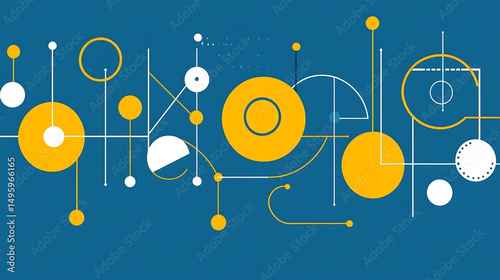 Obraz premium Abstract Geometric Design with Yellow Blue.
