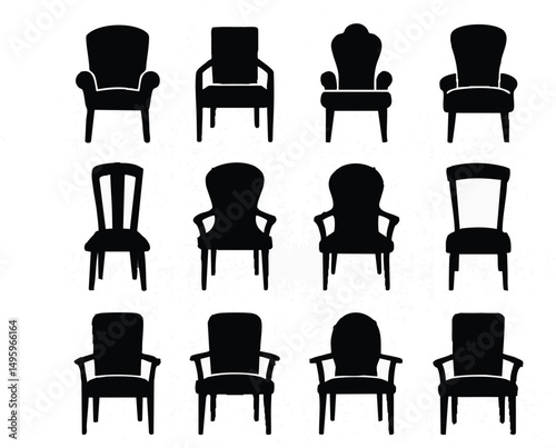 set of chairs silhouettes, Chair Silhouettes Collection
