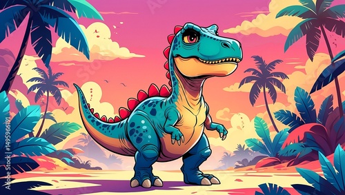 Playful hip hop dinosaur character comes to life