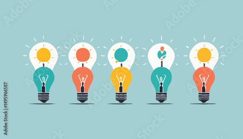 Entrepreneur business idea creating startup company, start new business with creativity, innovation, company founder, inventor or development, businessman connect lightbulb idea with launching rocke