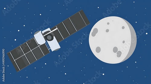 Satellite orbiting moon with space.
