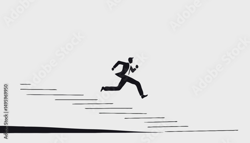 Step or progress to success and reach goal target, leadership to improve personal development, ladder or staircase to achieve goal, aspiration or career path, businessman run up stair to succes