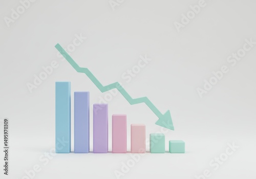 Free Download Declining Bar Graph with Arrow Showing Downtrend, Financial Loss Concept - GFXLoad