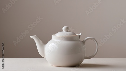 Elegant white teapot mockup for stylish kitchen or cafe decor.