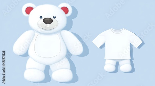 Polar Bear Teddy  Outfit Mockup.