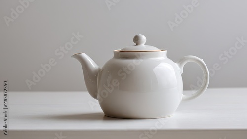 Elegant white teapot mockup for stylish kitchen or cafe decor.