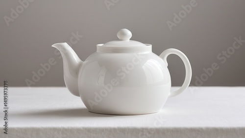 Elegant white teapot mockup for stylish kitchen or cafe decor.