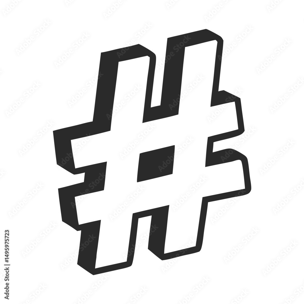 Obraz premium Hashtag icon vector on white background. Adobe Illustrator Artwork