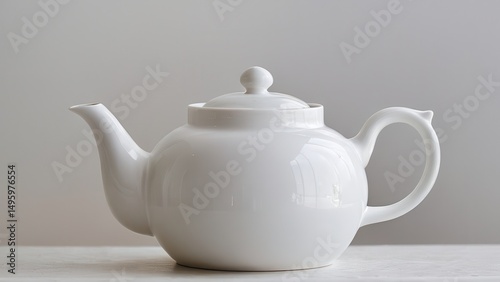 Elegant white teapot mockup for stylish kitchen decor and product presentation.