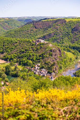 Panorama of the isthmus of Ambialet, a village nestled in a loop formed by the Tarn River