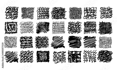 Twenty eight miscellaneous handwritten textures. Doodles and squiggles. Vector set