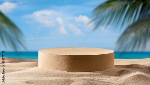podium made of beach sand for display products