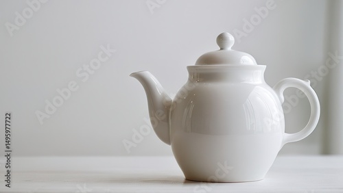 Elegant white teapot mockup for stylish kitchen decor and product presentation.