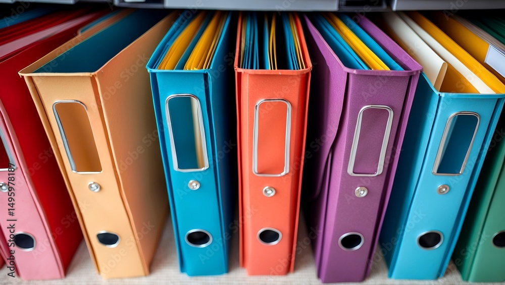 Vibrant and tidy collection of organized file folders Vibrant and tidy collection of organized file folders