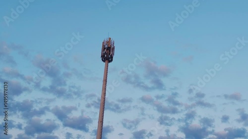 Telecommunication tower of 4G and 5G cellular network antenna for Broadcasting and communication system Mobile phone Telecommunication tower with Cloudy SKY background Cloudy SKY with technology Tower