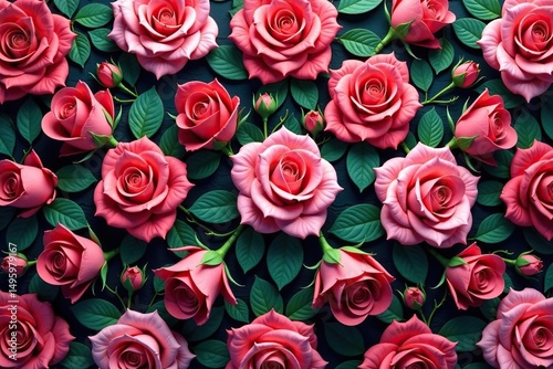 Intricate blooming roses in repeating pattern , wallpaper, rose pattern