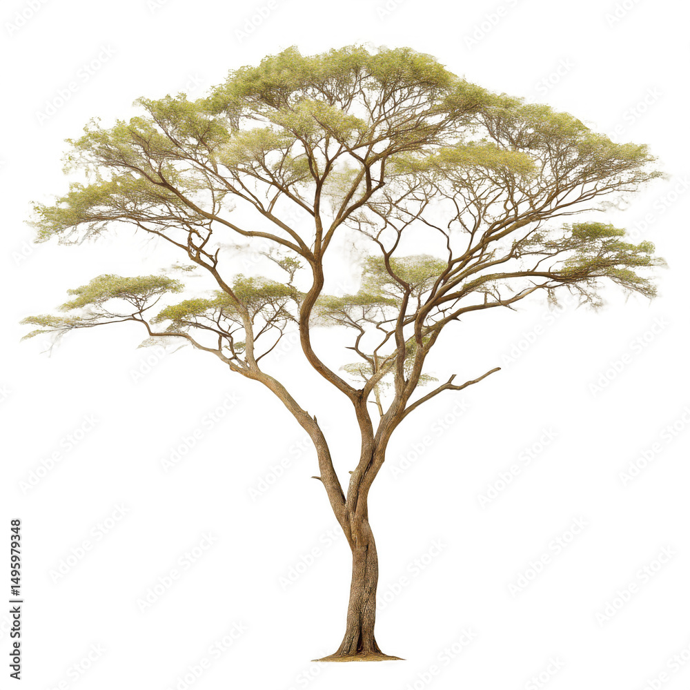 Obraz premium A tree with leafy branches isolated on transparent background