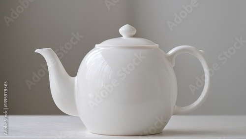 Elegant white teapot mockup on a minimalist background, perfect for product displays and design projects.