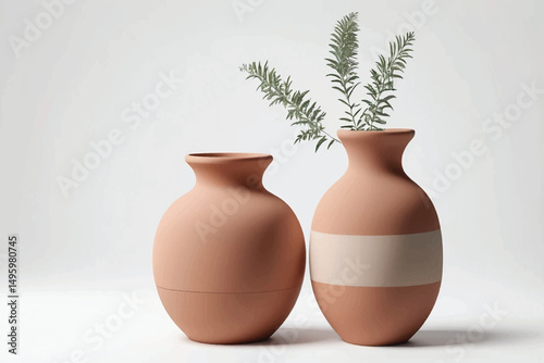 clay vase or pot isolated on white 