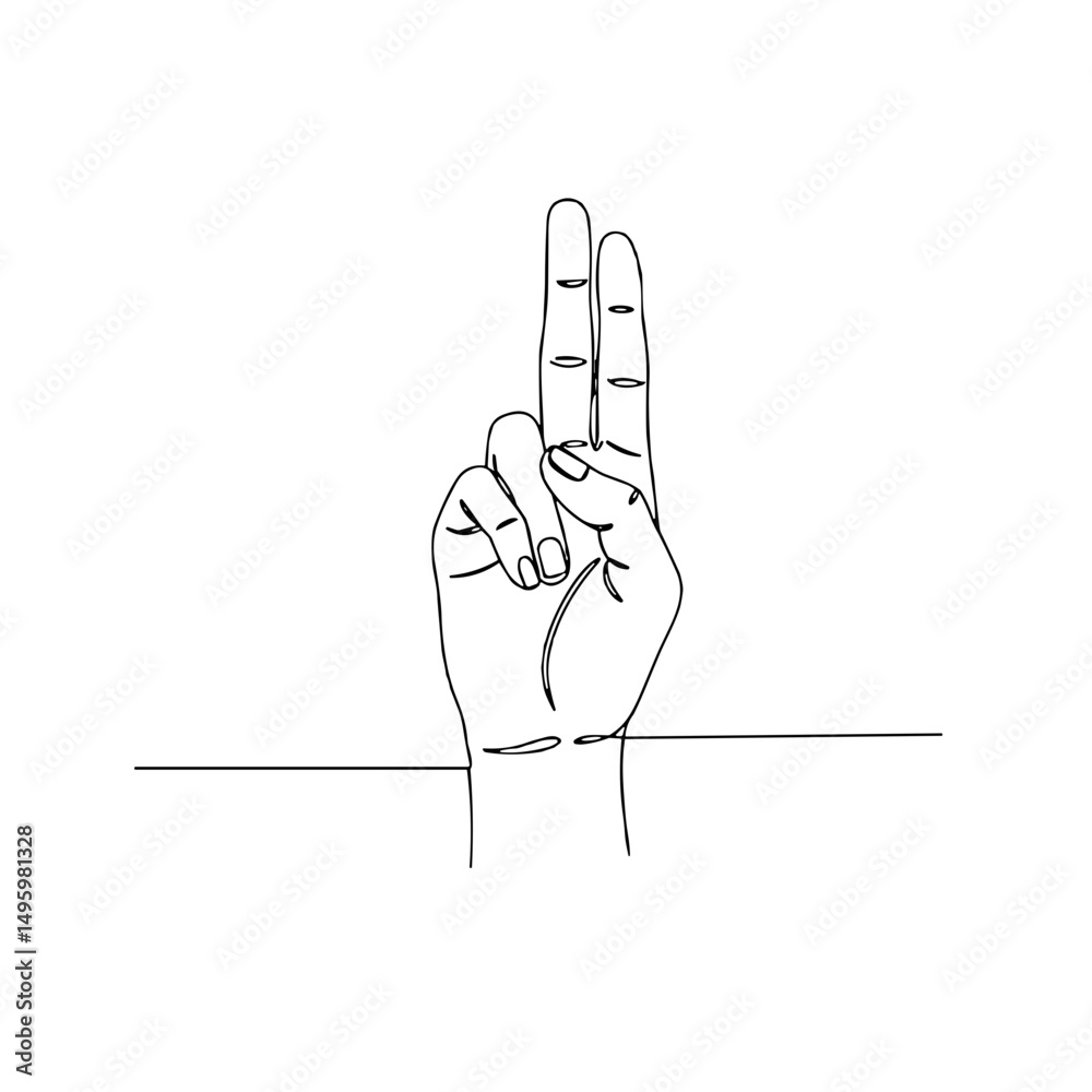 Obraz premium Hand with a victory sign illustration symbolizing success and positivity concepts