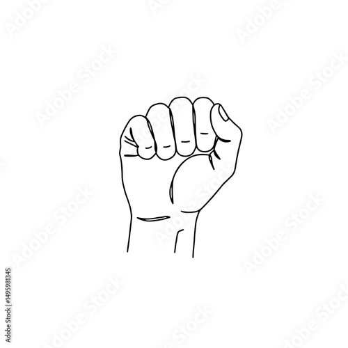 Fist gesture illustration symbolizing strength and determination concepts