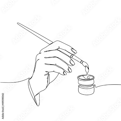 Hand holding a paintbrush illustration representing creativity and artistry concepts