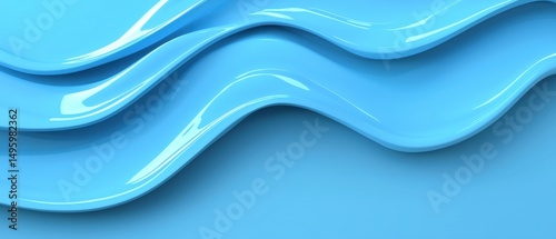 A 3D rendering of a blue wave-like pattern.