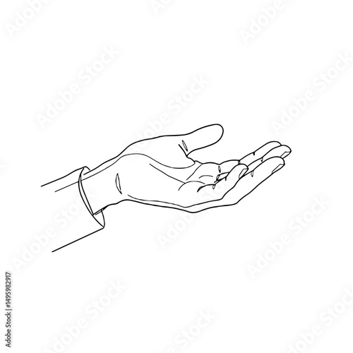 Open hand palm facing up illustration symbolizing offering and receptiveness concepts