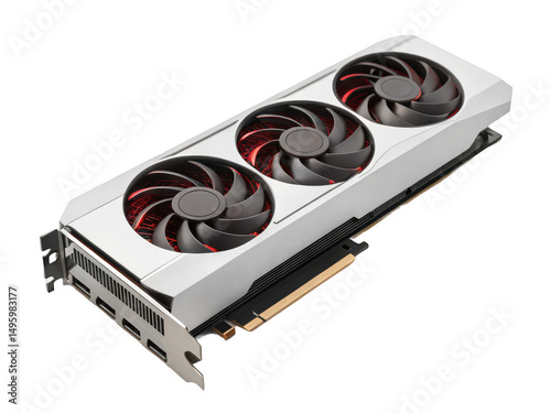 Принти на полотні Gpu with three fans on top isolated on transparent background