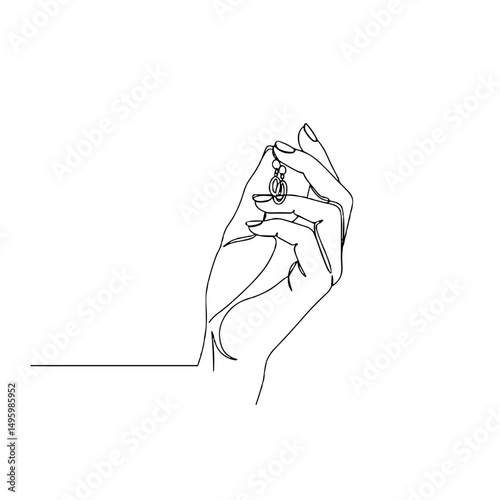 Hand holding a pendant illustration representing elegance and personal expression concepts