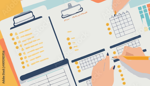 Checklist to complete project task, accomplish work checkmark, todo list clipboard or project status report, plan to finish work concept, business people holding pencil complete task checkbo