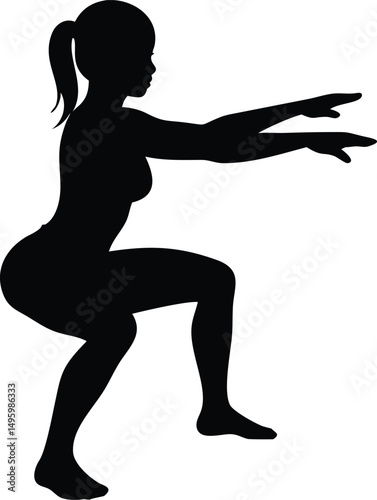 silhouette of a girl doing squats