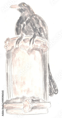 Fotografie Grave and bird on tombstone