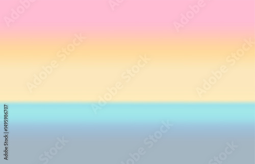 Super pretty and trendy sunset horizon gradient. Vector background in pink, orange, and blue. It looks like a sky over blue water.
