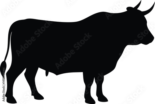 silhouette of a huge bull