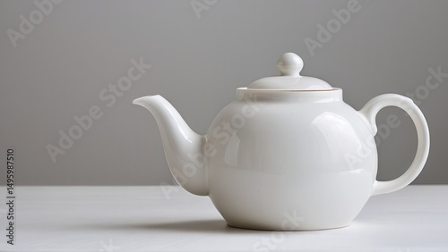 Elegant white teapot mockup for minimalist kitchen decor and design projects.