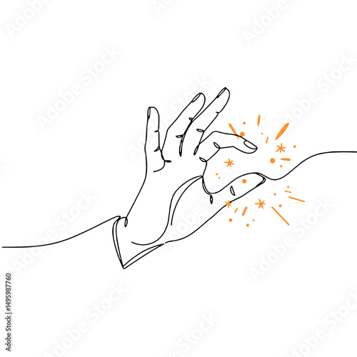 Hand creating sparks illustration symbolizing creativity and inspiration concepts