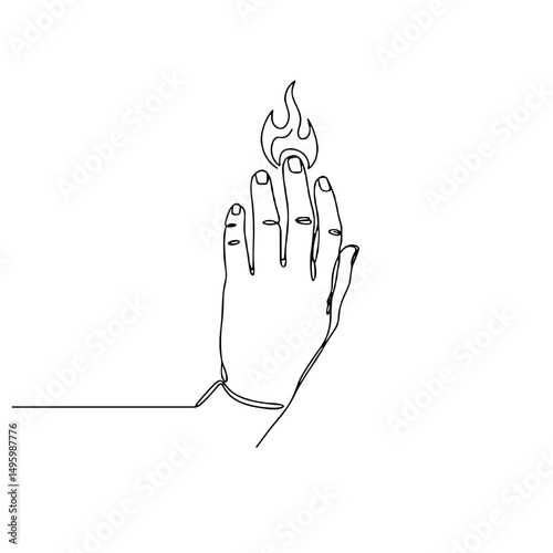 Hand with a flame illustration symbolizing passion and transformation concepts